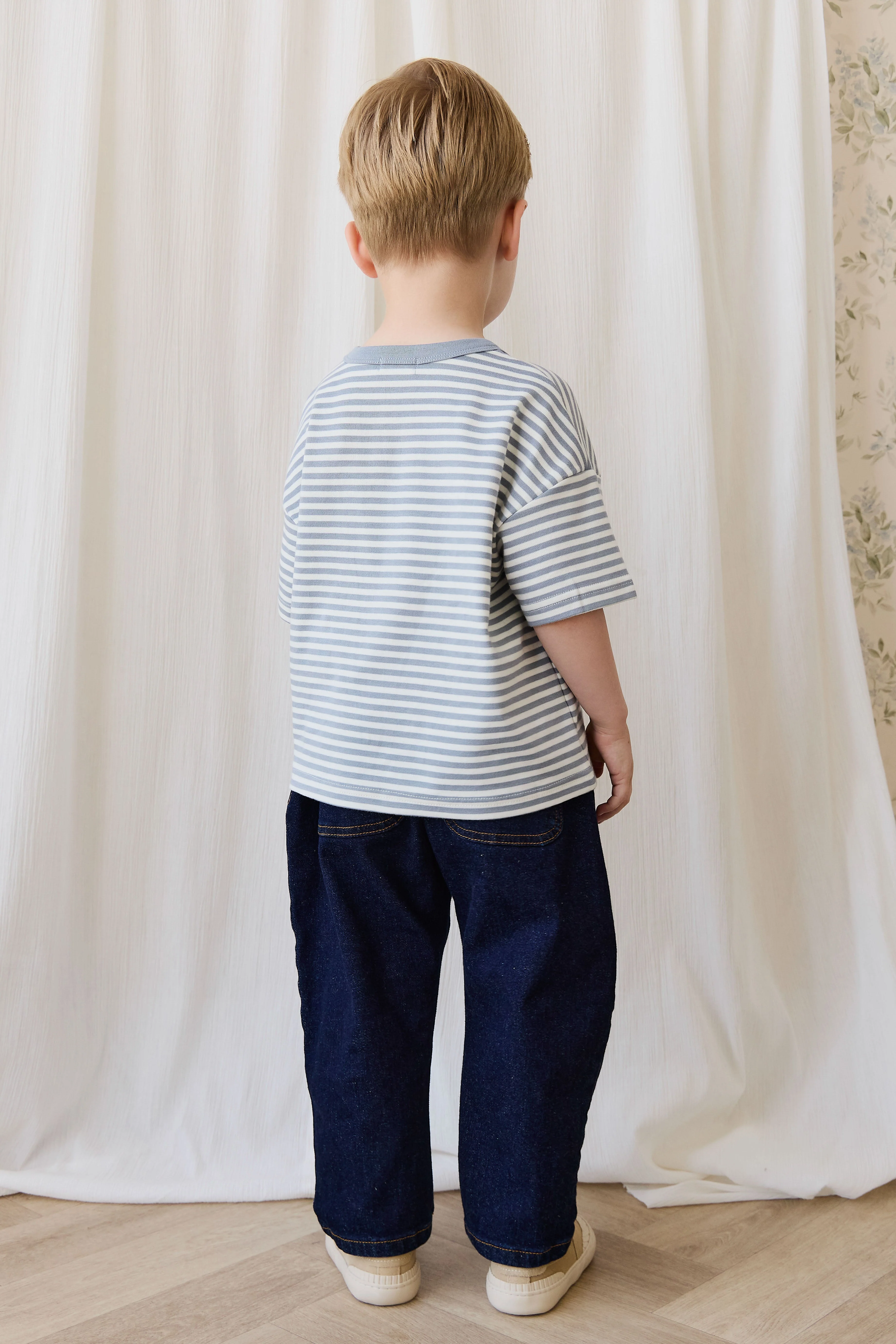 Pima Cotton Wesley Tee-Narrow Stripe Dawn / Cloud - Image 9