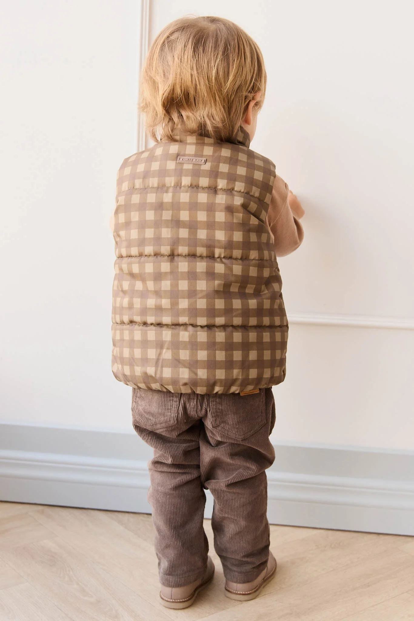 Rudi Puffer Vest - Gingham Shitake - Image 4