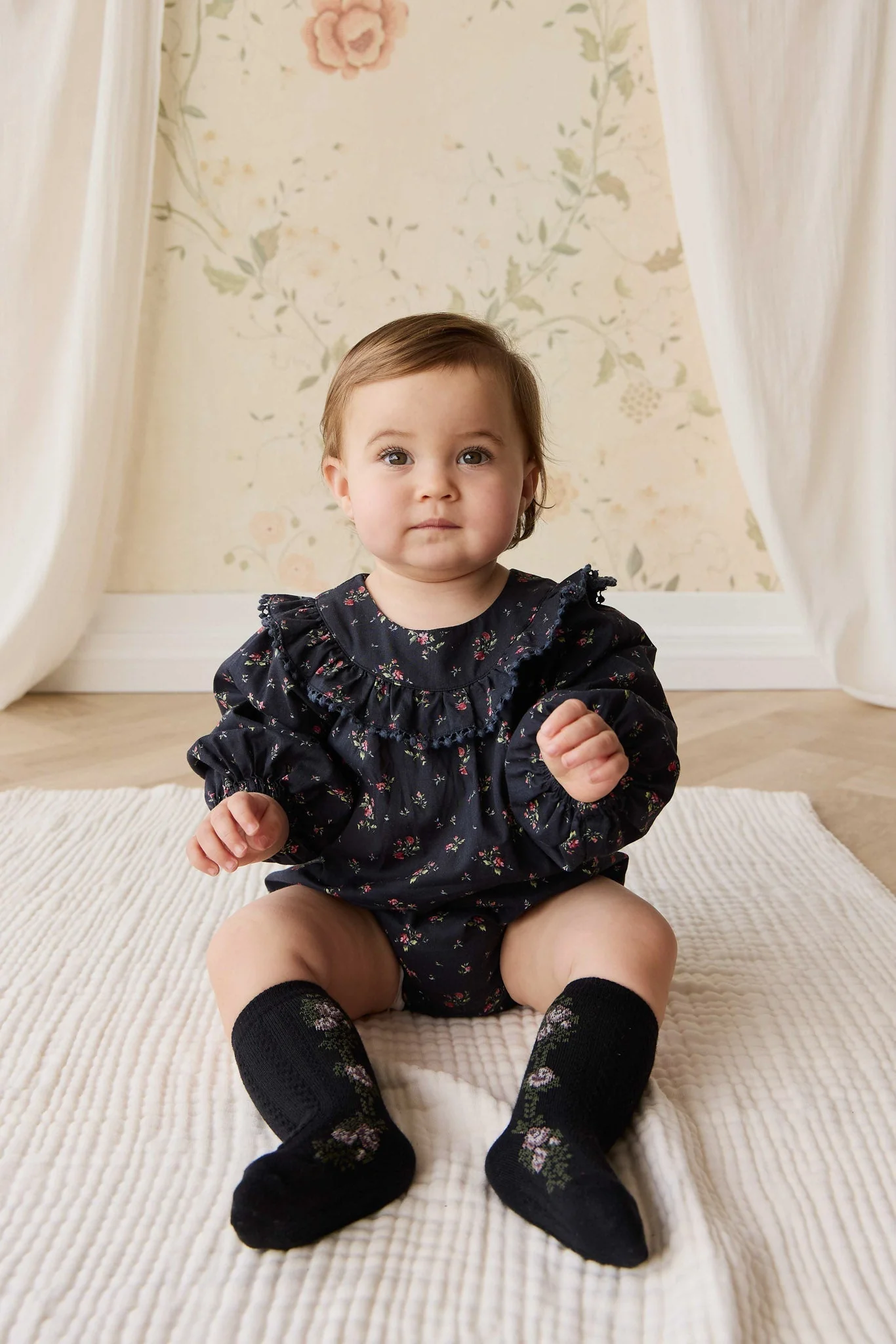 Tasha Floral Jacquard Sock - Black Beauty - Image 3