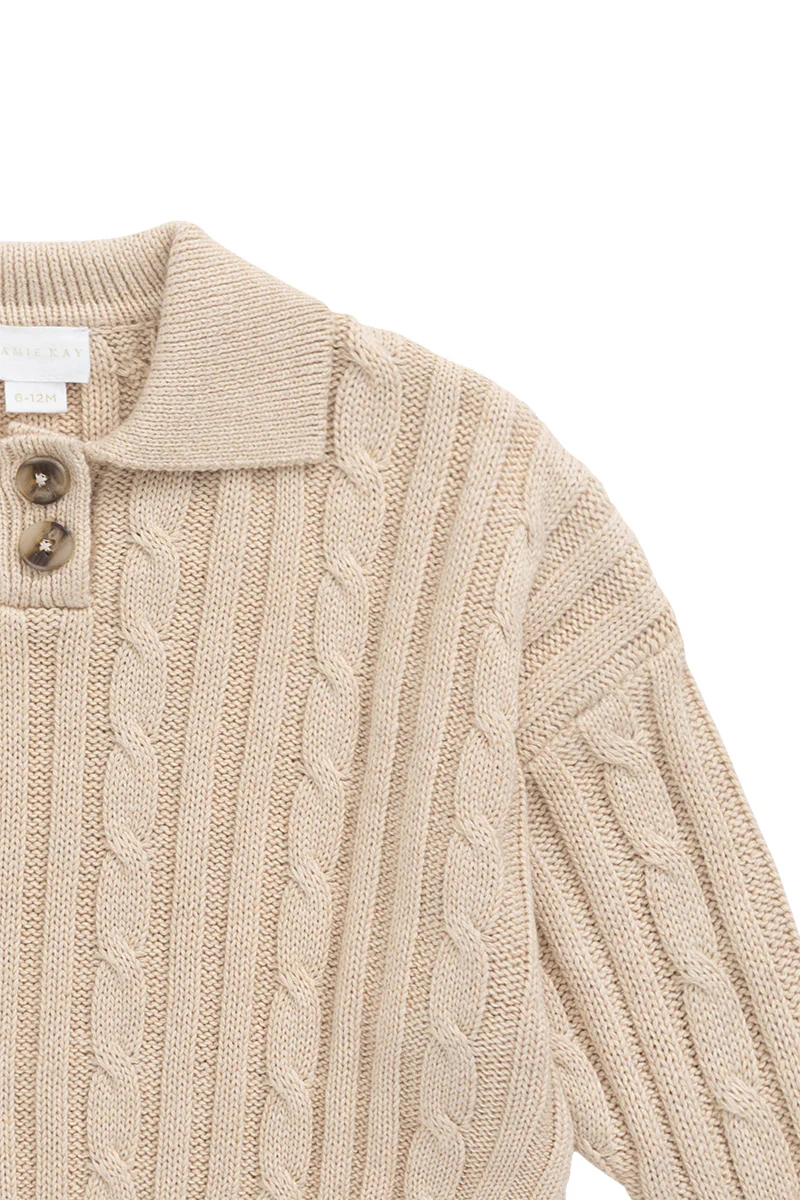 Wade Knit Jumper-Oatmeal Marle - Image 2